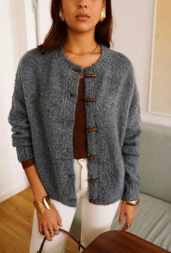 IN APRIL Gilet gris en maille